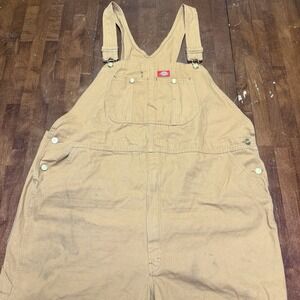 Dickies Duck Canvas Bib Overalls Brown 46x32‎ Workwear Carpenter